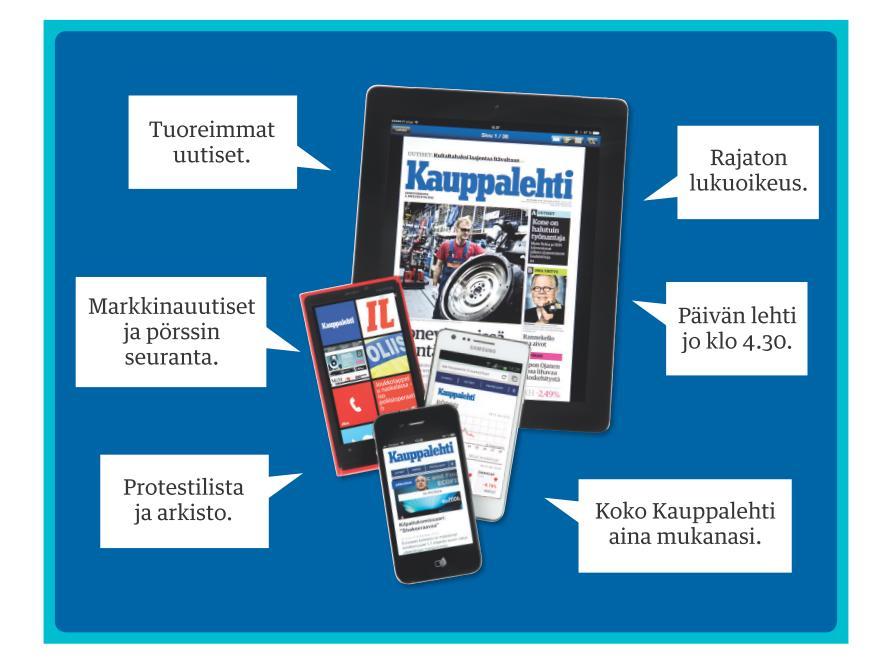 Kauppalehdessä kehitettiin voimakkaasti mobiilikanavia Esiasennukset Nokian 1020 ja