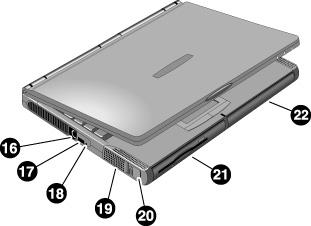 OmniBookin esittely OmniBookin ominaisuudet OmniBook - Sivulta 16. PS/2-näppäimistö- tai PS/2-hiiriportti (tukee Y- sovitinta). 17. Universal Serial Bus -portti (USB). Windows NT 4.