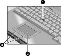 OmniBookin käyttäminen OmniBookin osoitinlaitteiden käyttäminen OmniBookin osoitinlaitteiden käyttäminen OmniBookissa on kaksi kiinteää osoitinlaitetta (tappihiiri ja ohjauslevy). 1.