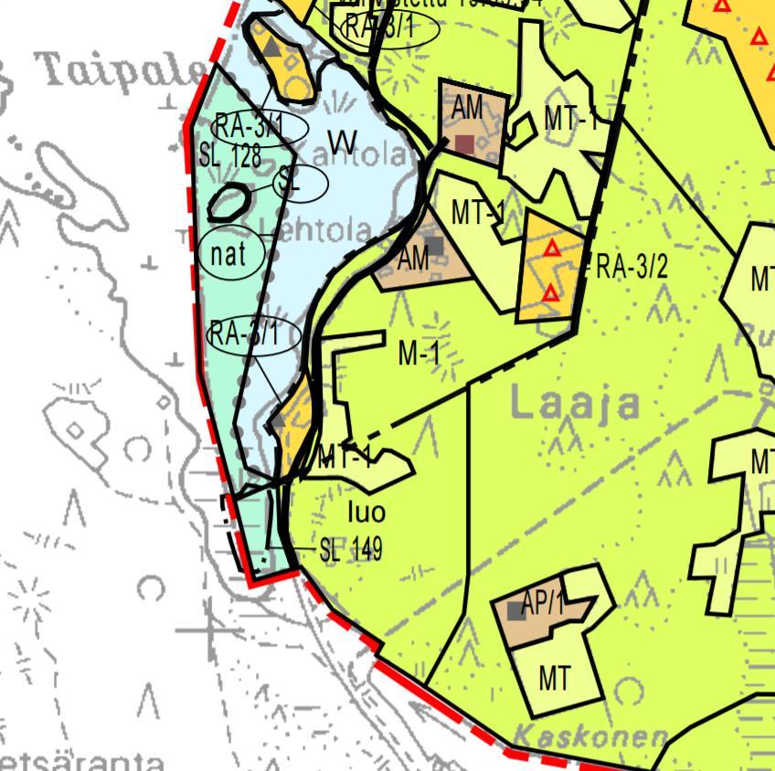 Nosto Consulting Oy 6 (10) Ote rantayleiskaavasta: Lähde: Pyhärannan rantayleiskaava Kaava-alue on rantayleiskaavassa loma-asuntoaluetta (RA-3), maa- ja metsätalousaluetta (M-1) sekä maatalousaluetta