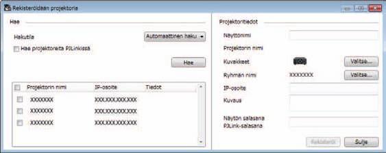 Jollet nn oike slsn, et voi seurt ti ohjt projektori, vikk olisit rekisteröinyt projektorin. St lisätietoj slsnoist lukemll projektorisi Käyttäjän ops. g Npsut Rekisteröi.