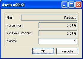 Page 16 of 31 3. Avautuu Aseta määrä ikkuna.