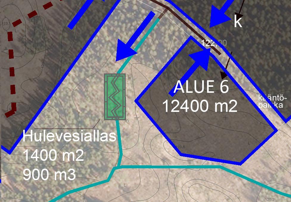 7.5.2014 12 (14) 4.6.2 Eteläisen päävirtausreitin hulevesialtaan esitetty aluevaraus Eteläisen päävirtausreitin hulevesialtaan aluevaraukseksi esitetään 1400 m 2. Altaan tilavuus olisi noin 900 m 3.