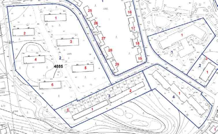 Kortteli 4885 25 Rakennukset tonteittain 1:2000 6501