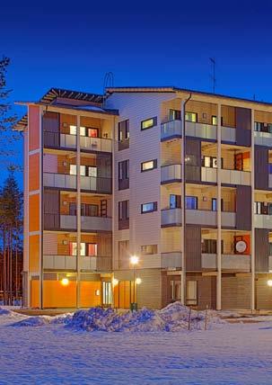 KOHTEEN KUVAUS Heinolan Vierumäkeen 2011 valmistunut Asunto Oy Heinolan Puumera oli edelläkävijä Suomessa sekä rakennustekniikaltaan että energiataloudeltaan.