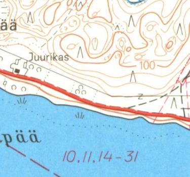 sijaitsee kaskimaalla. Tutkimuskohteen sijainti on kartassa ympyröity.