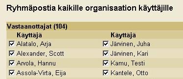 17 RYHMÄPOSTITUS Ryhmäpostin avulla tavoitat helposti käyttäjät, jotka kuuluvat organisaatioosi.