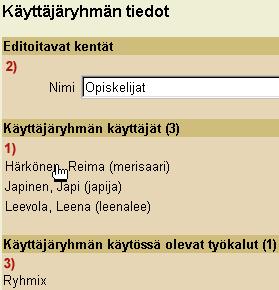 6 Käyttäjäryhmien tarkastelu Napsauta käyttäjäryhmän nimeä, joka listaa kaikki ryhmään määritellyt käyttäjät.