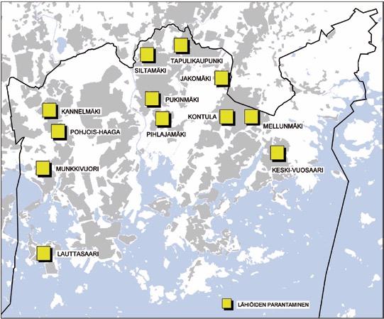 Esikaupunginosien kehittäminen ja lähiöiden parantaminen 14 (20) Lähiöiden parantaminen, täydennysrakentaminen ja asemanseutujen ostoskeskuksien kehittäminen Laaja-alainen yhteistyö lähiöiden