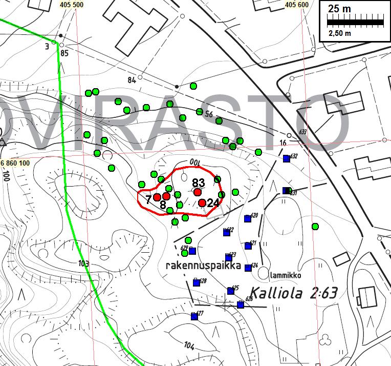 10 Kartta 5, alue B, havainnot Kartta 5. Hiidenmäen pohjoisosa. Karttapohja S.