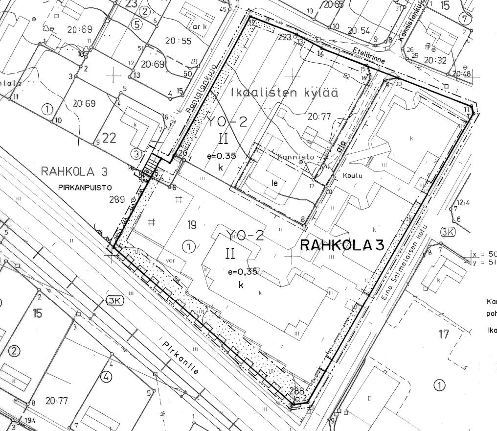 7 Asemakaava: Asemakaava on hyväksytty Hämeen lääninhallituksessa 16.5.1994. Kaavassa alue on opetustoimintaa palvelevien rakennusten korttelialueena (YO-2), tehokkuusluku e=0.