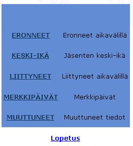 26 (35) 4. Poimintasovellus Sovelluksen ylävalikosta käynnistetään Poimintasovellus. Sillä voidaan ottaa erilaisia raportteja: 4.