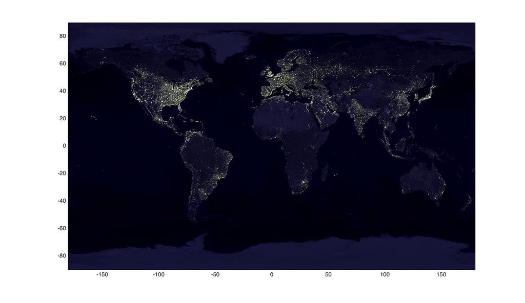 CO2 anomalia [ppm] Ensimmäinen satelliittidataan perustuva analyysi hiilidioksidilähteiden maantieteellisistä jakaumista Satelliittikuva yön valoista näyttää alueet