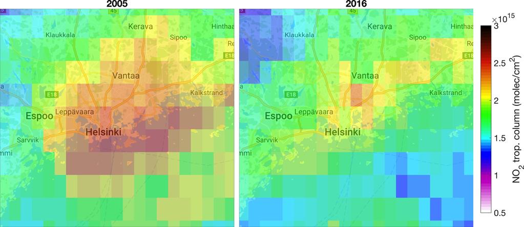 Satelliittihavaintojen hyödyntäminen kaupunkien ilmalaadun raportoinnissa Helsingin ilmanlaatu on