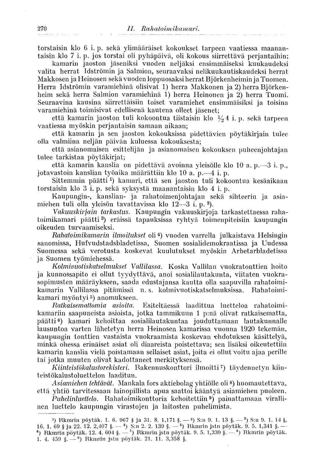 270 torstaisin klo 6 i. p.