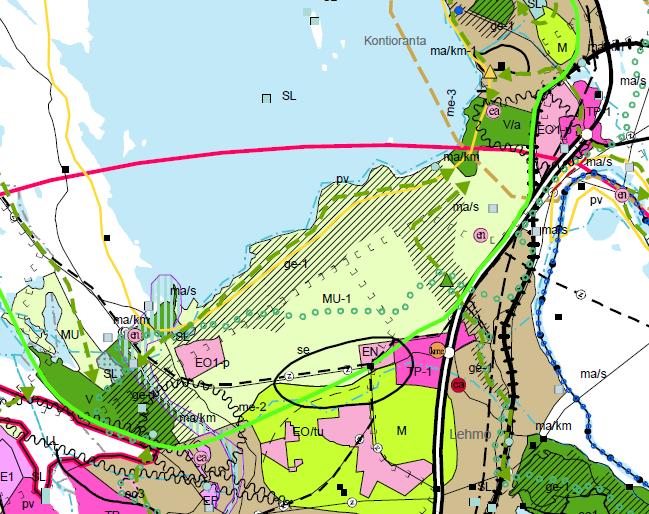 Kuva xx. Jaamankankaan alue 1. - 4. vaihemaakuntakaavojen yhdistelmässä Jaamankankaan aluetta koskien on noussut esiin monia erilaisia toiveita ja tarpeita jo maakuntakaavan 4.vaiheessa.