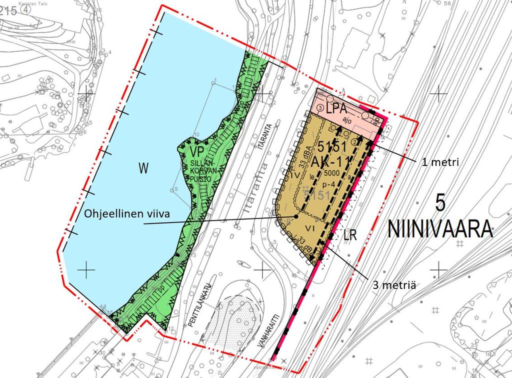 nusalaa 3 metrillä LR-alueen rajasta AK-11- korttelialueen suuntaan. Lisäksi yleisiin määräyksiin lisättiin kohdat 13 14.