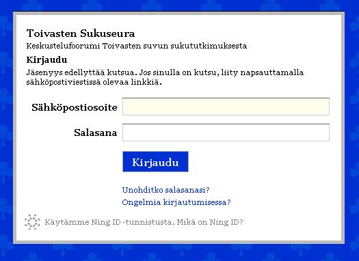 Kirjaudu ulos Painettaessa foorumin jollain sivulla Kirjaudu ulos, tulee esiin tällainen näkymä.