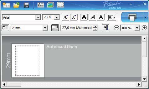 P-touch Editor Liten käyttäminen (vain Windows ) 3 3 Tarranäkymä Näyttö Käyttötarkoitus Tämä tarranäkymä tulee näyttöön, kun ohjelmisto käynnistetään.