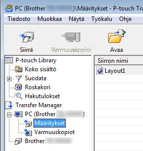 Mallien siirtäminen P-touch Transfer Expressillä (vain Windows ) Mallin