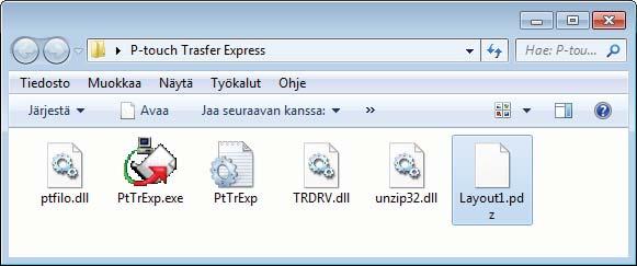 Mallien siirtäminen P-touch Transfer Expressillä (vain Windows ) Siirtopakettitiedoston (.