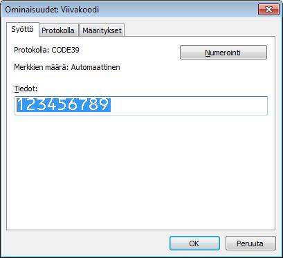 Tarrojen tulostaminen käyttäen P-touch Templatea Viivakoodin numerointi (sarjoittaminen) 5 Toiminto a P-touch Editorin avulla voit luoda tai avata mallin ja valita viivakoodiobjektin, jonka numeroa