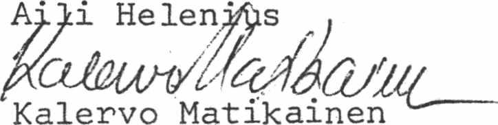 Virkasuhdejaoston kokous 3.& 1976 kello 11.30 Läsnä: Helenius, puh.joht.