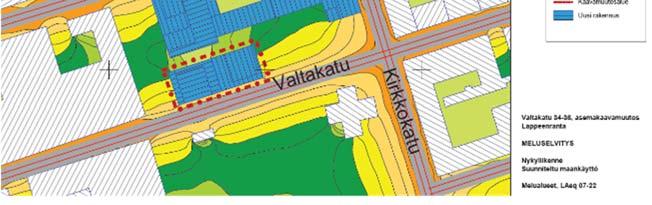 Yöaikana melutasot ovat eteläpuolella n. 55-60 dba ja Citykäytävällä alle 45 dba. Suunnittelualueelle on laadittu meluselvitys (Ramboll 2013), joka on selostuksen liitteenä 9.