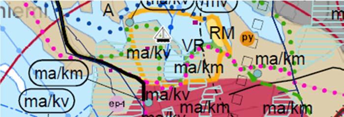 Vaihemaakuntakaavan C-aluevaraus korvaa maakuntakaavan merkinnät. Suunnittelualue Vaihemaakuntakaavassa suunnittelualue on osoitettu keskustatoimintojen alueena (C).