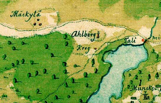 Vuoden 1742 kartan Mäkkylän kolme