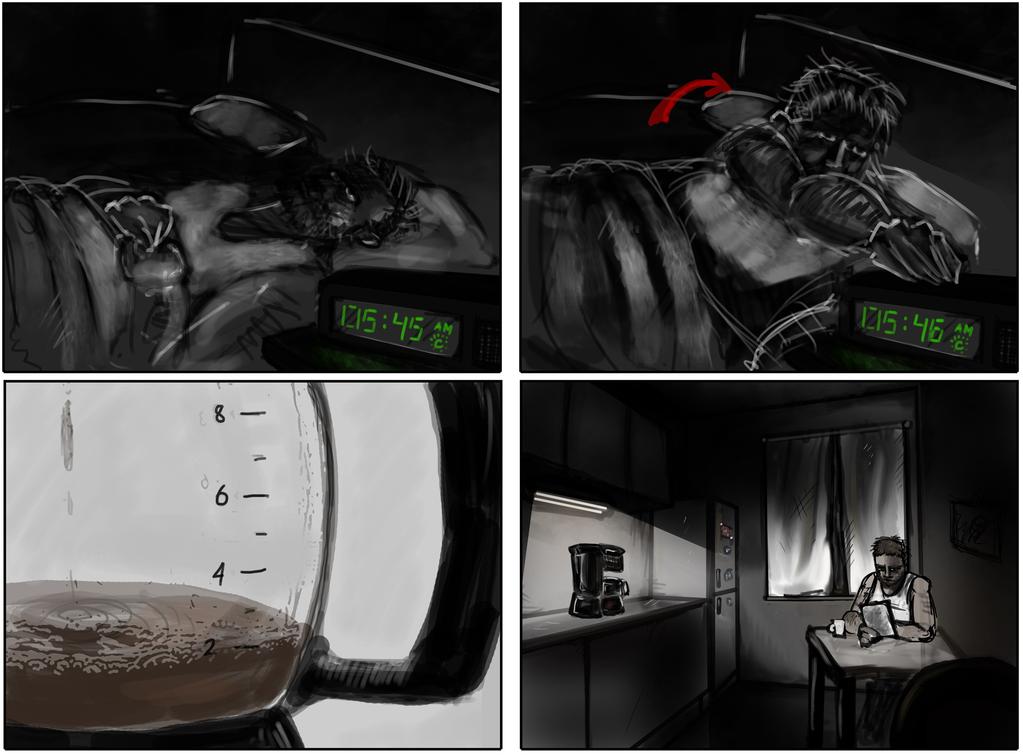 28 informaation toisin parhaiten esille lopullisessa storyboardissa. Jouduinkin loppujen lopuksi jättämään pari kohtaa kuvakäsikirjoituksesta ohjaajan ja jälkikäsittelijän yhteiseksi ongelmaksi.