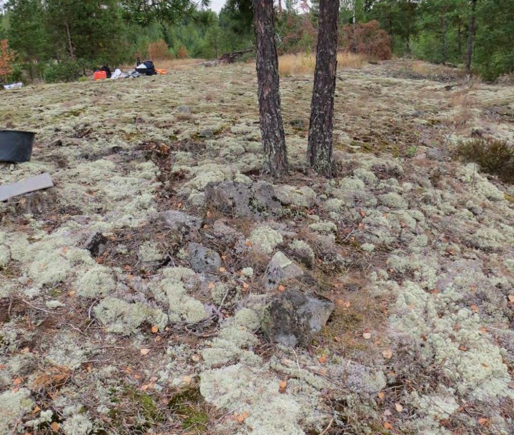 viettää kohti kallion alempia osia ja kallioiden välistä notkoa. Se oli noin 1,4 (w-e) x 1 x 0,15 m kokoinen.