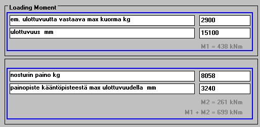 Nosturin paino Sallittu kuorma ja nostoetäisyys (ulottuvuus) voidaan muokata tästä.