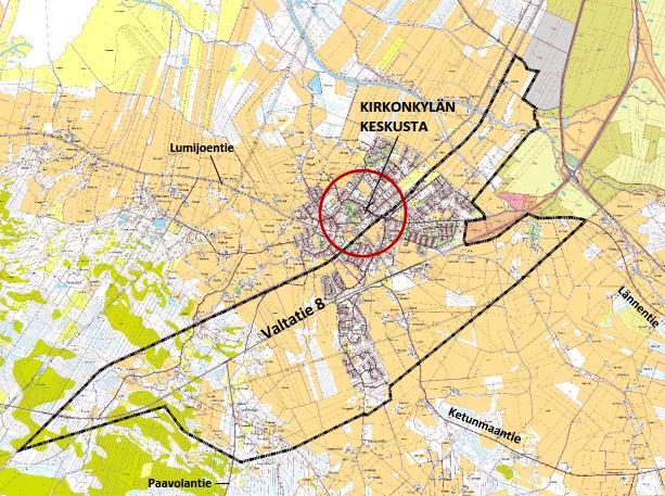 1 JOHDANTO Kaavan tavoitteena on laatia osayleiskaava, joka mahdollistaa valtatien lähialueiden maankäytön kehittämisen, ja joka tukee valtatien 8:n liikenteen välityskyvyn sekä