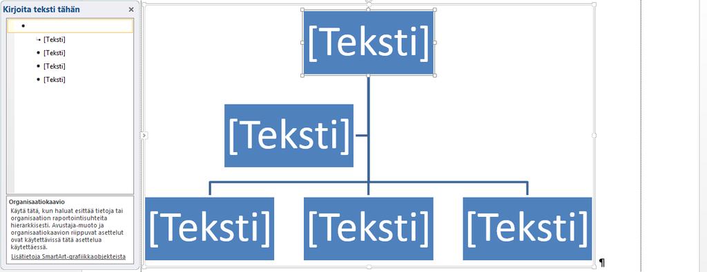 Organisaatiokaavio Luo tyhjään Word-asiakirjaan organisaatiokaavio.