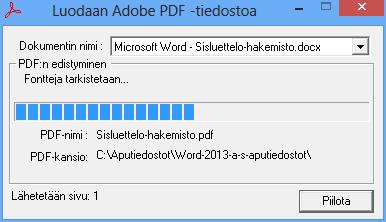 ! Tulostuksen laatu Oletusasetukset-pudotusvalikosta löydät muutaman keskeisen PDF-tiedoston muunnosasetuksen tiedostojen tulostuslaadulle. Pienin tiedostokoko -valintaa en suosittele käytettäväksi.