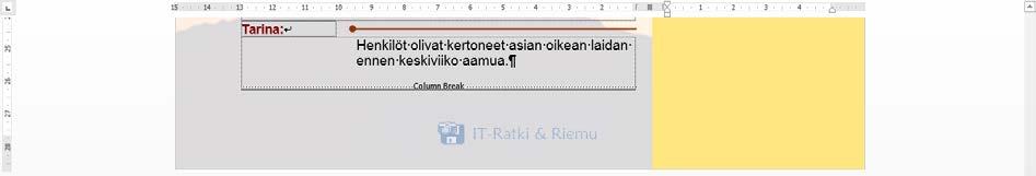 Esiin tulevassa valintaikkunassa voit muuttaa palstojen määrän, leveyden ja sarakkeiden välistyksen (Spacing).