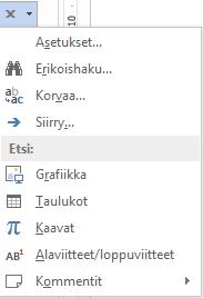 docx Kuva 105 Navikointi (Navigation) - tehtäväruutu Kirjoita Etsi tiedostosta (Search Document) -kenttään haettava merkkijono, automaattinen haku alkaa.