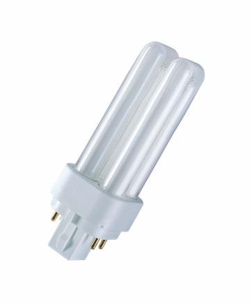 DULUX D/E 13 W/840 OSRAM DULUX D/E Kaksiputkiset yksikantaloistelamput nelipinnisellä pistokannalla elektroniselle liitäntälaitteelle Ssovellusalueet Toimistot, julkiset rakennukset Myymälät
