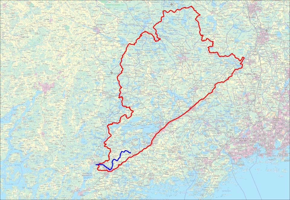 Karjaanjoen vesistö on Uudenmaan suurin vesistöalue (2050