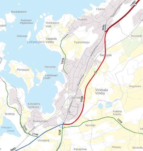 Virkkalantie on joukkoliikennepainoteinen katu. Noin 500m etäisyydellä kaava-alueesta on Virkkala linja-autoasema, josta on yhteys Lohjan keskustaan ja etelään, Kirkniemen ja Raaseporin suuntaan.