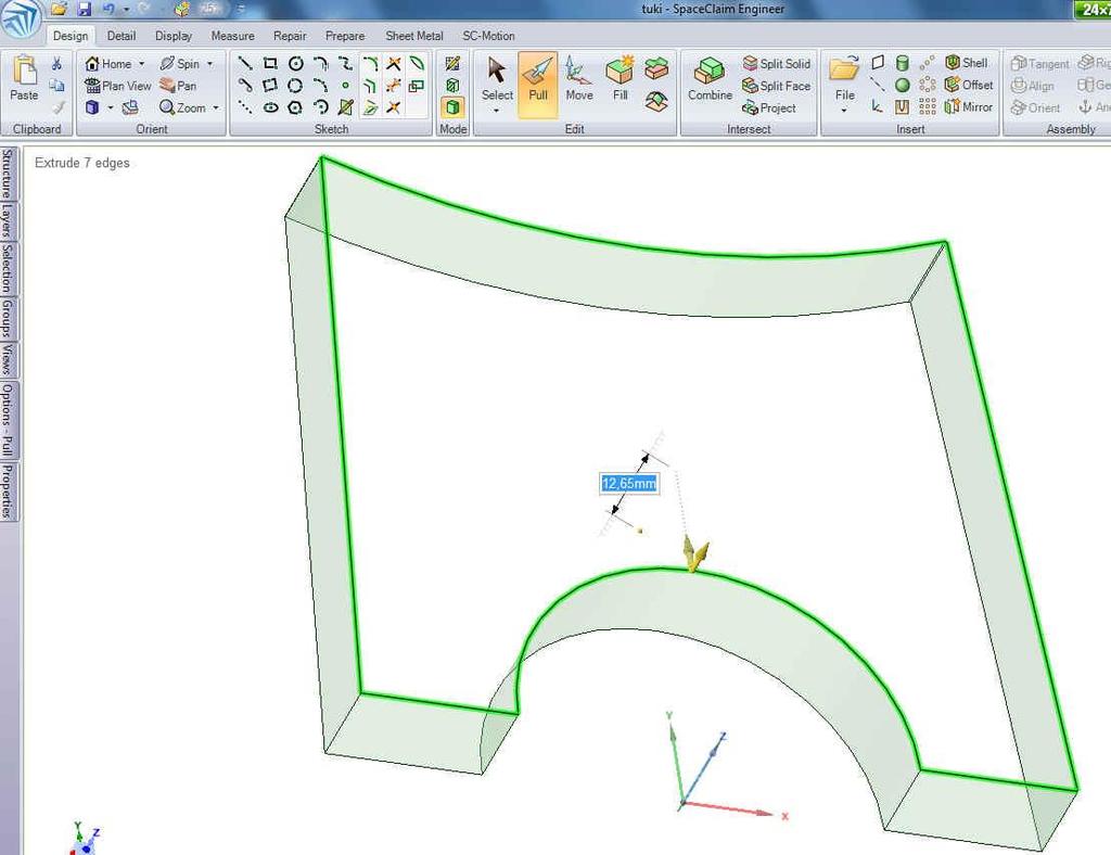 1. 3d kuvan piirtäminen Tavoitteena on jyrsiä CNC:llä tuki -niminen kappale lämmönvaihtimen kiinnittämiseksi lämminvesivaraajan kylkeen.