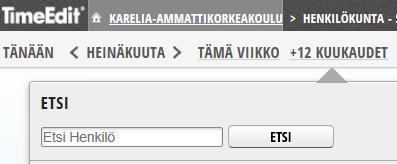 Vaihe 1 Pikaopas työjärjestystietojen viemiseen uuteen Outlook -kalenteriin Pohn laadinta TimeEditissä 1. Kirudu TimeEditiin henkilökuntana 11.