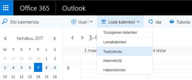Vaihe 3 Tietojen siirto Outlookin kalenteriin oman kalenterin merkinnöiksi Alussa määrittelimme aksi Tämän viikon + 12 kk.