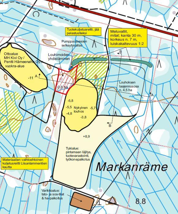 Sivu 12/35 Tarkastukset Lausunnot Kartta. Toni Kippolan ja Pentti Hämeenaho Oy:n Markanrämeen louhosmonttujen yhdistäminen yhdeksi laajemmaksi louhosalueeksi Pyhäjoen Hanhikivenniemellä.