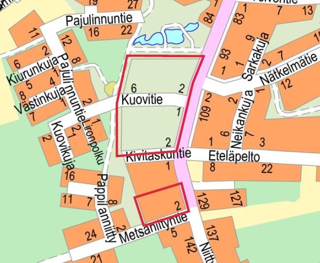 Kempeleen asemakaavan muutos 4 Kuovitien ympäristö 1. Perus- ja tunnistetiedot 1.1 Tunnistetiedot Tunnistetiedot on esitetty asemakaavan selostuksen kannessa. 1.2 Kaava-alueen sijainti Suunnittelualue sijaitsee Kempeleen Sarkkirannan tilastoalueen (102) pienalueella Sarkkiranta (008).