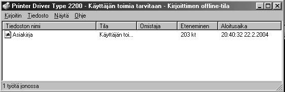 Tulostustyön peruuttaminen Voit peruuttaa tulostustyön kahdella tavalla: Voit keskeyttää tulostustyön ohjauspaneelista seuraavasti: Paina Tyhj./Pys.