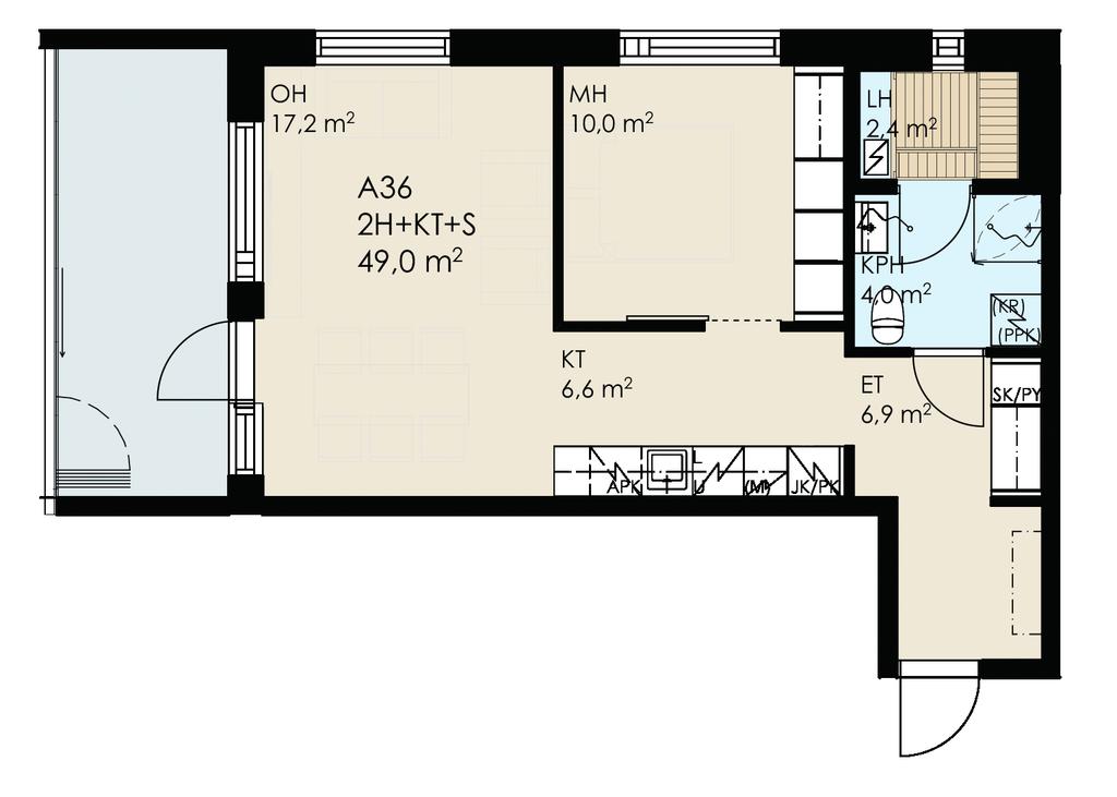 2h + kt + s 49m²