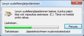 Levyn järjestäminen (Disk Cleanup)! Levyn järjestäminen vapauttaa tilaa kiintolevyltä etenkin, jos sallit tietokoneelta löydettyjen tarpeettomien tilapäistiedostojen poistamisen.