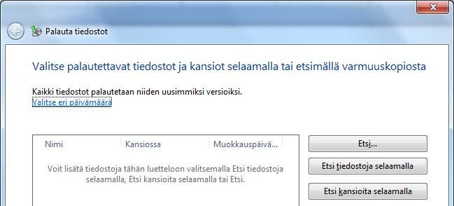 Palauttaminen (Restore) Palauttaminen on syytä opiskella ennen ongelmia. On tärkeää pystyä palauttamaan tietoa jos alkuperäinen häviää tai vahingoittuu.